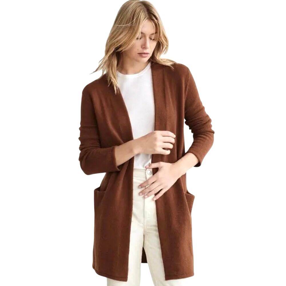 JENNI KAYNE Women’s Cinnamon Brown Cashmere Long Sweater Knit Coat